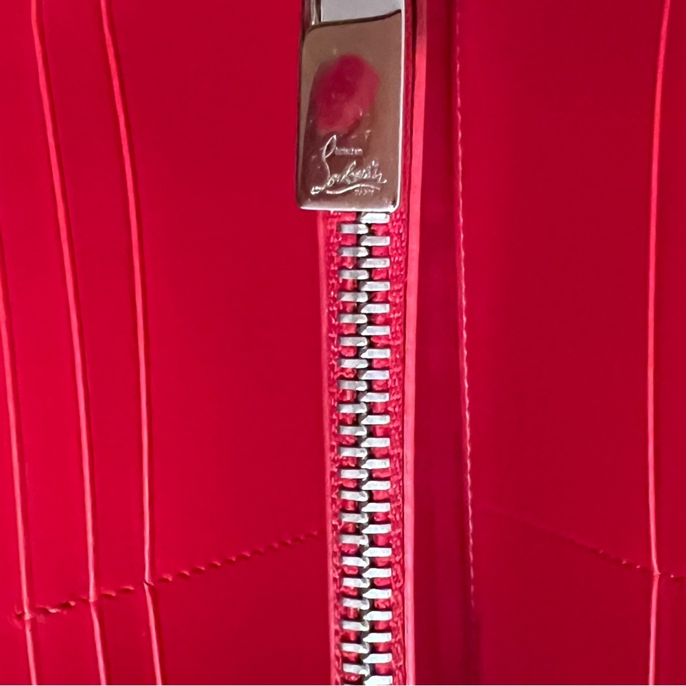 CHRISTIAN LOUBOUTIN Panettone Silver Leather Studded Zip Around Long Wallet - Picture 7 of 10